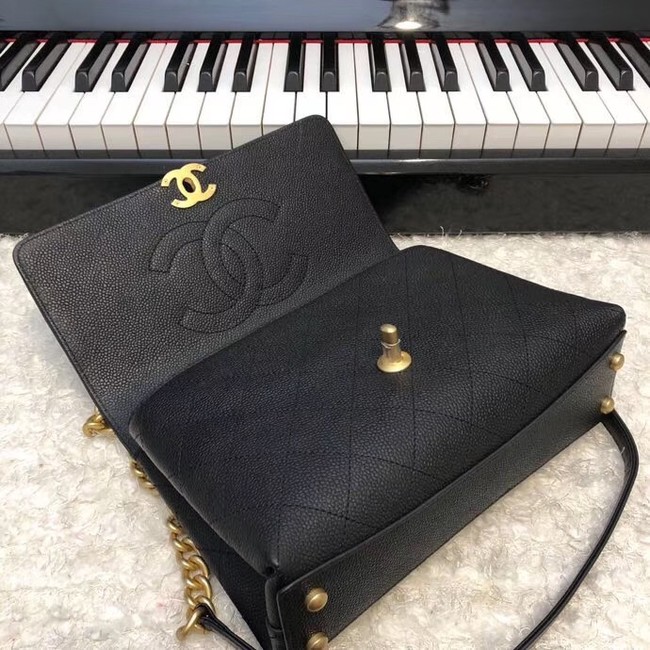 Chanel flap bag Grained Calfskin & Gold-Tone Metal AS0305 black