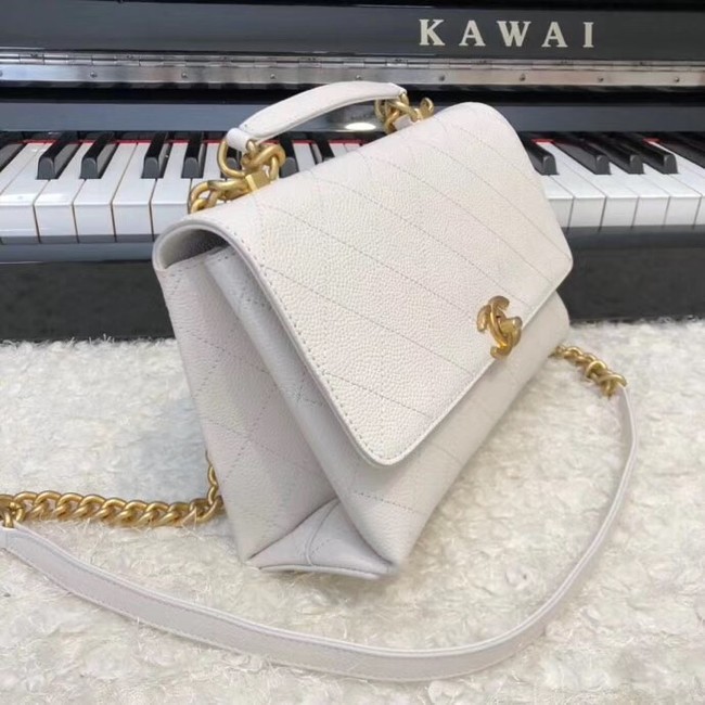 Chanel flap bag Grained Calfskin & Gold-Tone Metal AS0305 white