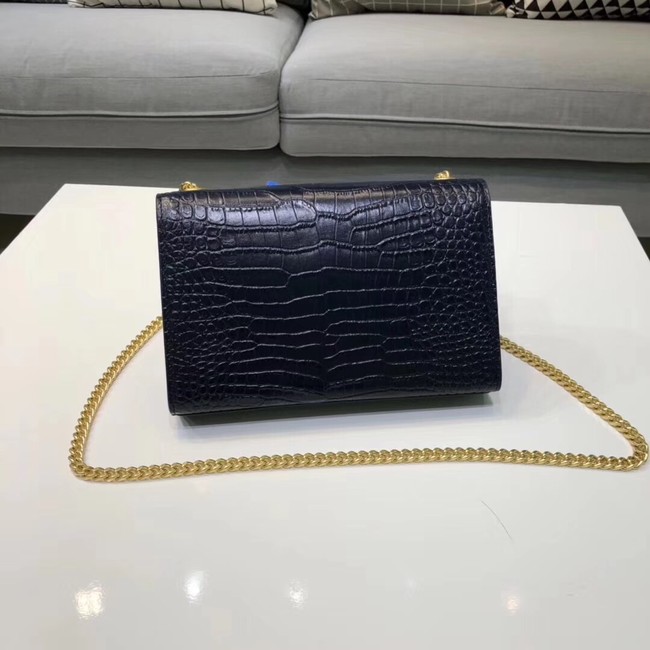 SAINT LAURENT Kate croc-embossed leather shoulder bag 474366 Royal Blue