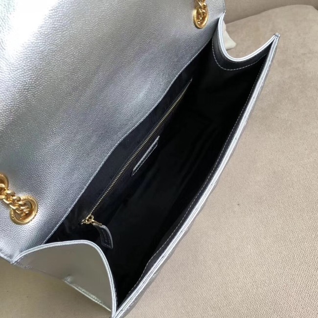 YSL Flap Bag Calfskin Leather 396910 silver