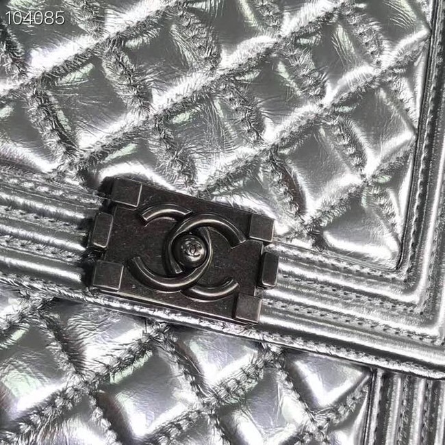 Boy chanel handbag Goatskin & Ruthenium-Finish Metal AS0130 Silver