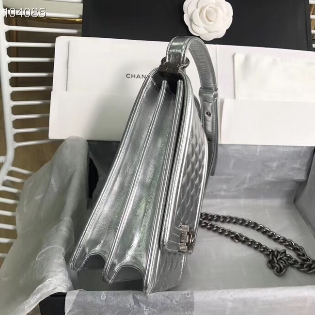 Boy chanel handbag Goatskin & Ruthenium-Finish Metal AS0130 Silver