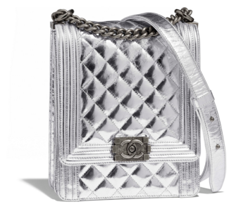 Boy chanel handbag Goatskin & Ruthenium-Finish Metal AS0130 Silver