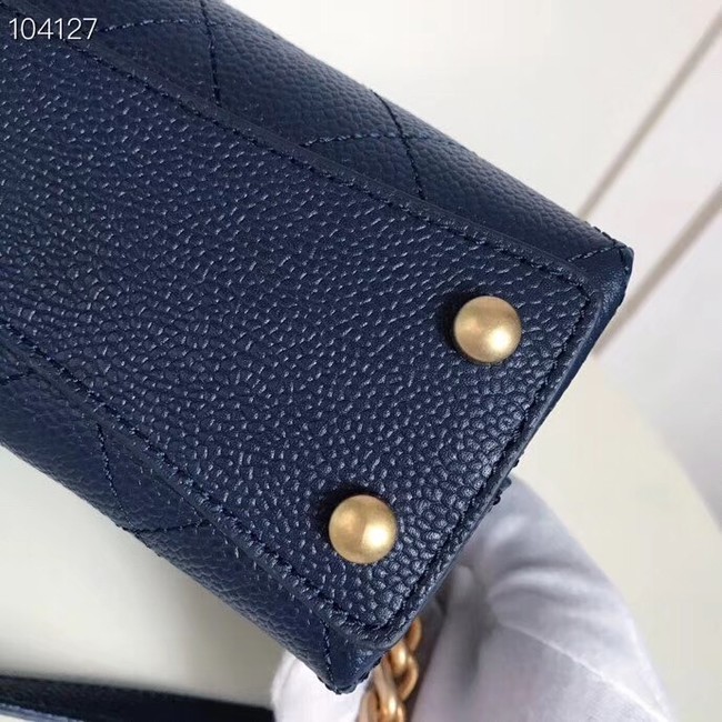 Chanel flap bag Grained Calfskin & Gold-Tone Metal AS0305 blue