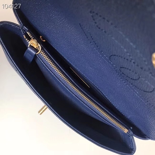 Chanel flap bag Grained Calfskin & Gold-Tone Metal AS0305 blue