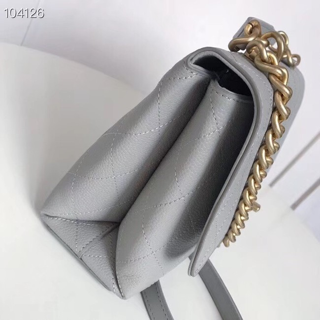 Chanel flap bag Grained Calfskin & Gold-Tone Metal AS0305 grey