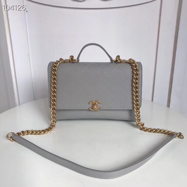 Chanel flap bag Grained Calfskin & Gold-Tone Metal AS0305 grey