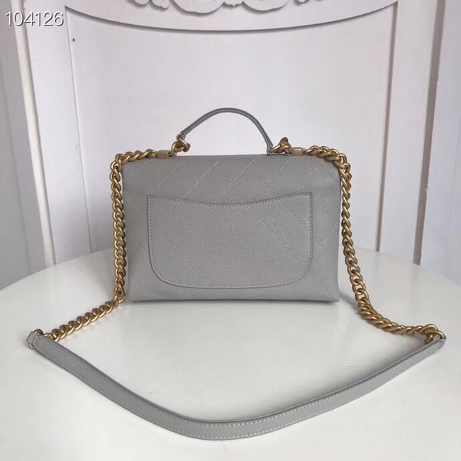 Chanel flap bag Grained Calfskin & Gold-Tone Metal AS0305 grey