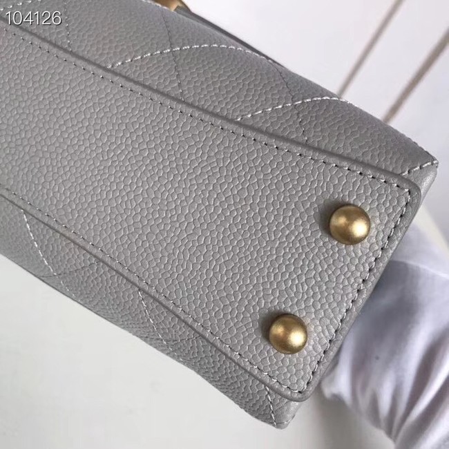 Chanel flap bag Grained Calfskin & Gold-Tone Metal AS0305 grey