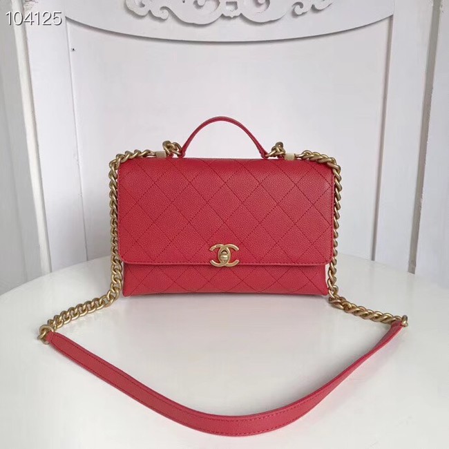 Chanel flap bag Grained Calfskin & Gold-Tone Metal AS0305 red