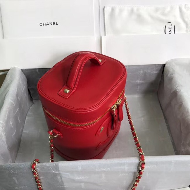 Chanel vanity case Lambskin & Gold-Tone Metal AS0323 red