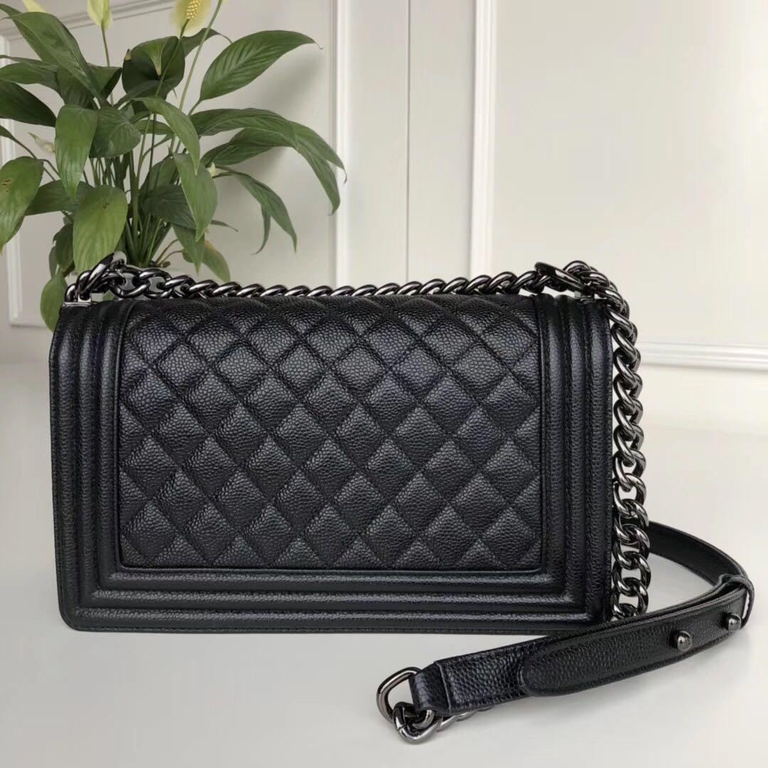 Chanel Leboy Original Calfskin leather Shoulder Bag A67086 black & gun-Tone Metal