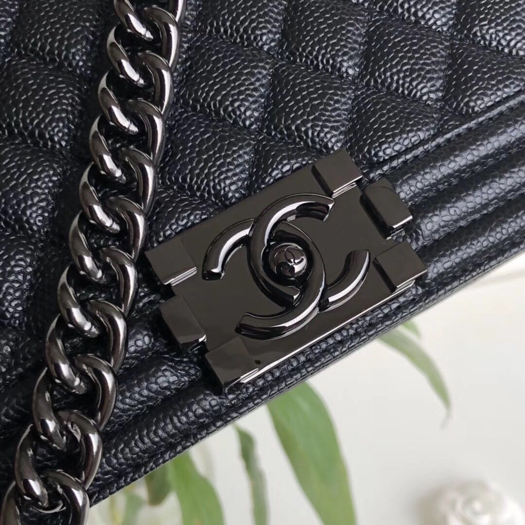 Chanel Leboy Original Calfskin leather Shoulder Bag A67086 black & gun-Tone Metal