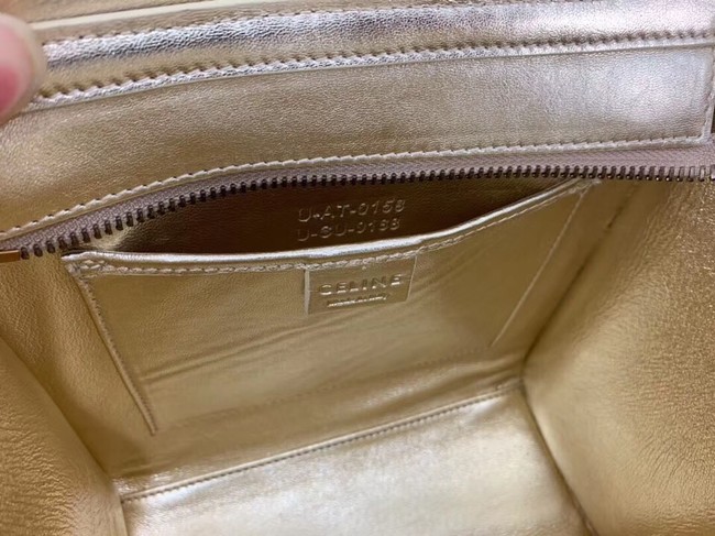 CELINE NANO LUGGAGE BAG IN LAMINATED LAMBSKIN 189243  GOLD