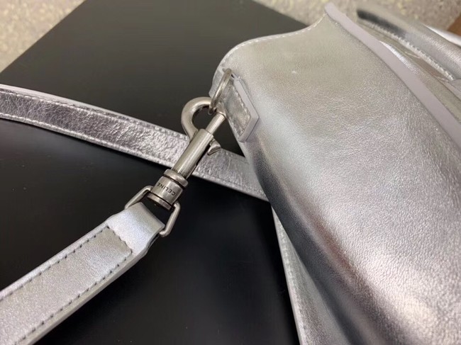 CELINE NANO LUGGAGE BAG IN LAMINATED LAMBSKIN 189243 SILVER