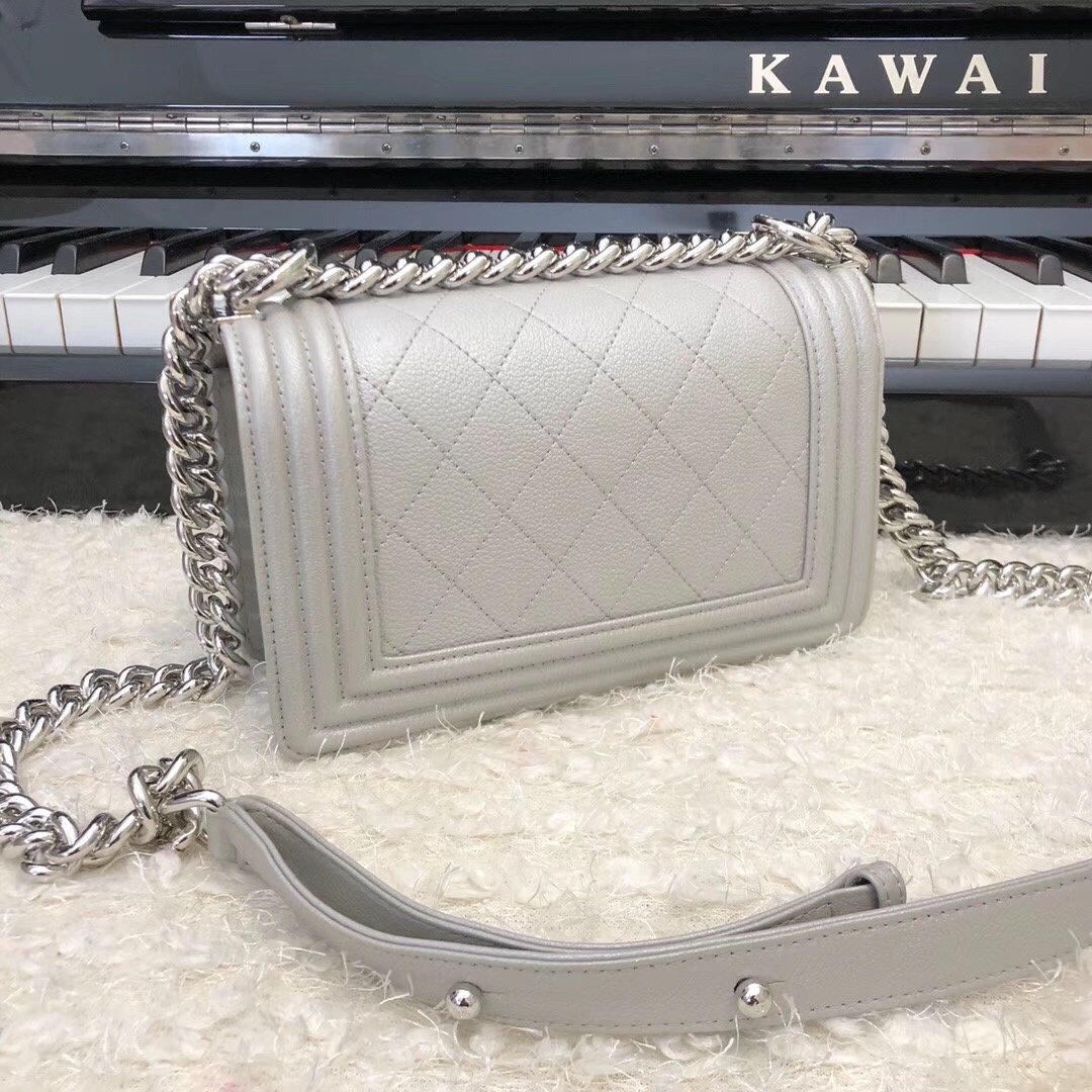 Chanel Leboy Original Calfskin leather Shoulder Bag E67085 silver & silver-Tone Metal