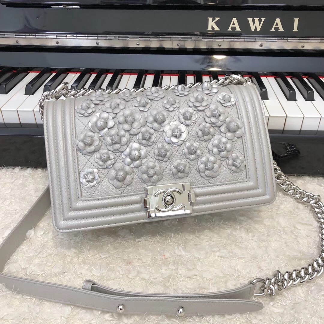 Chanel Leboy Original Calfskin leather Shoulder Bag E67086 silver & silver-Tone Metal