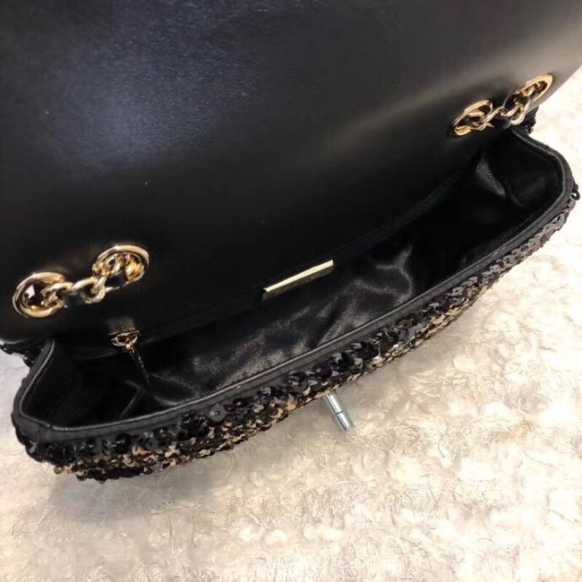 Chanel flap bag equins Lambskin gold-Tone Metal AS0195 black