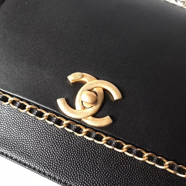 Chanel Calfskin & gold-Tone Metal AS0455 black