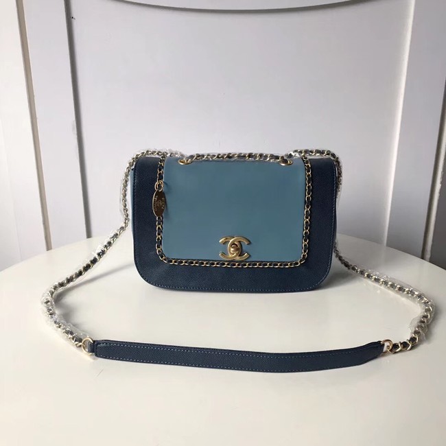 Chanel Calfskin & gold-Tone Metal AS0455 light blue