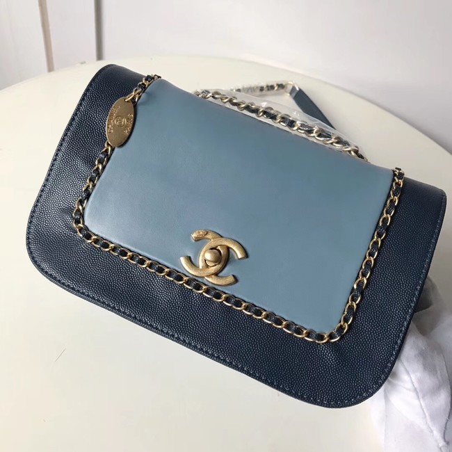 Chanel Calfskin & gold-Tone Metal AS0455 light blue
