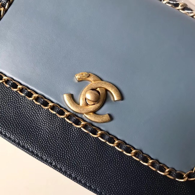 Chanel Calfskin & gold-Tone Metal AS0455 light blue