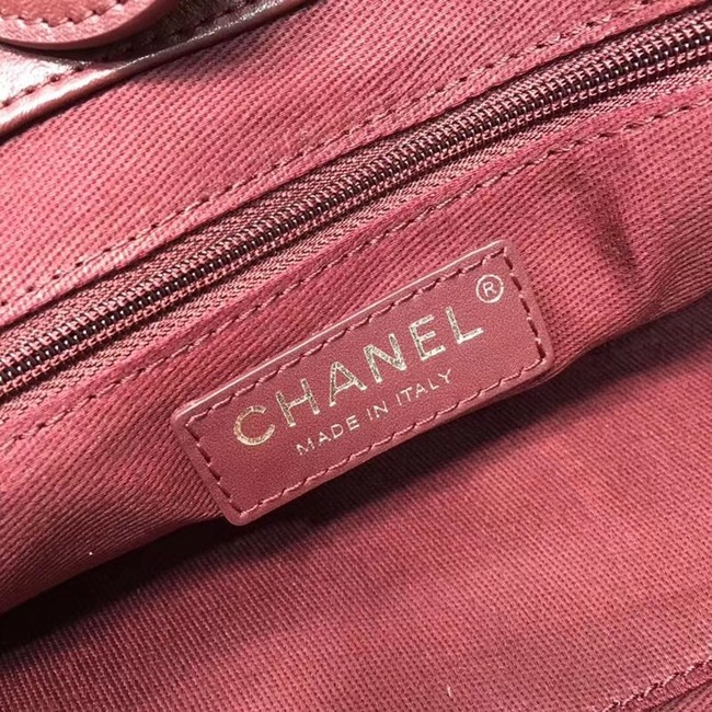 Chanel Calfskin & silver-Tone Metal 80761 Burgundy