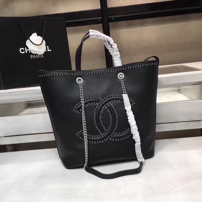 Chanel Calfskin & silver-Tone Metal 80761 black