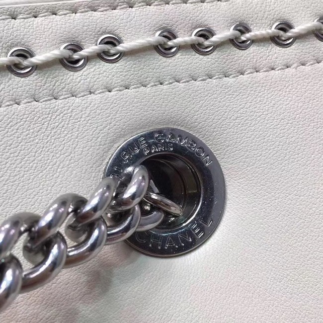 Chanel Calfskin & silver-Tone Metal 80761 white