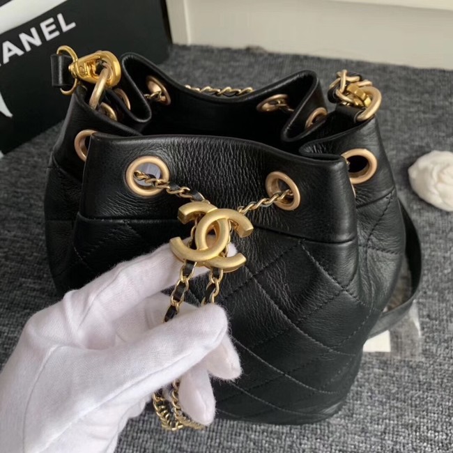 Chanel drawstring bag & gold-Tone Metal AS0455 black