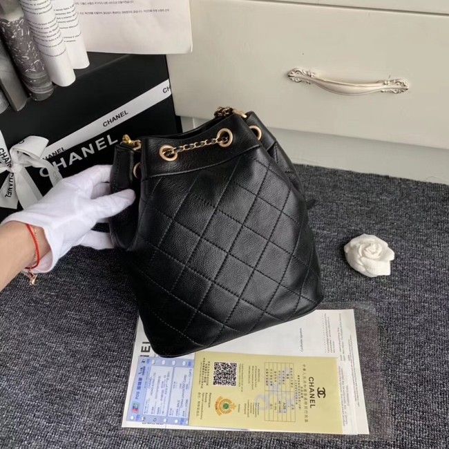 Chanel drawstring bag & gold-Tone Metal AS0455 black