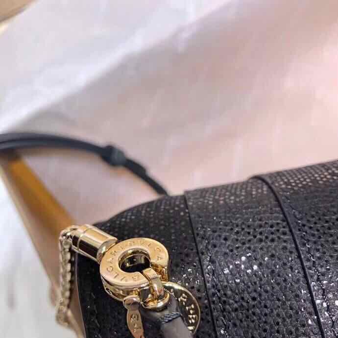 BVLGARI Serpenti Forever metallic-leather shoulder bag 058962 Black