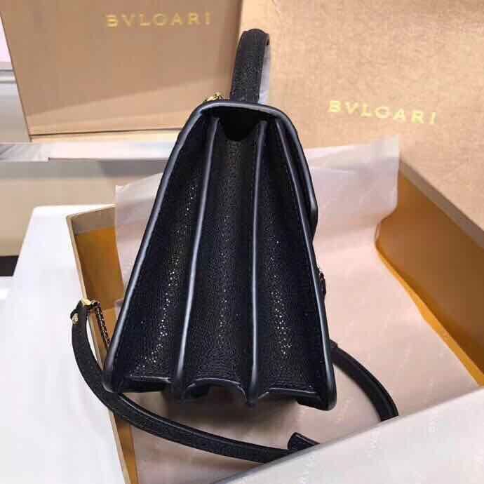 BVLGARI Serpenti Forever metallic-leather shoulder bag 058962 Black