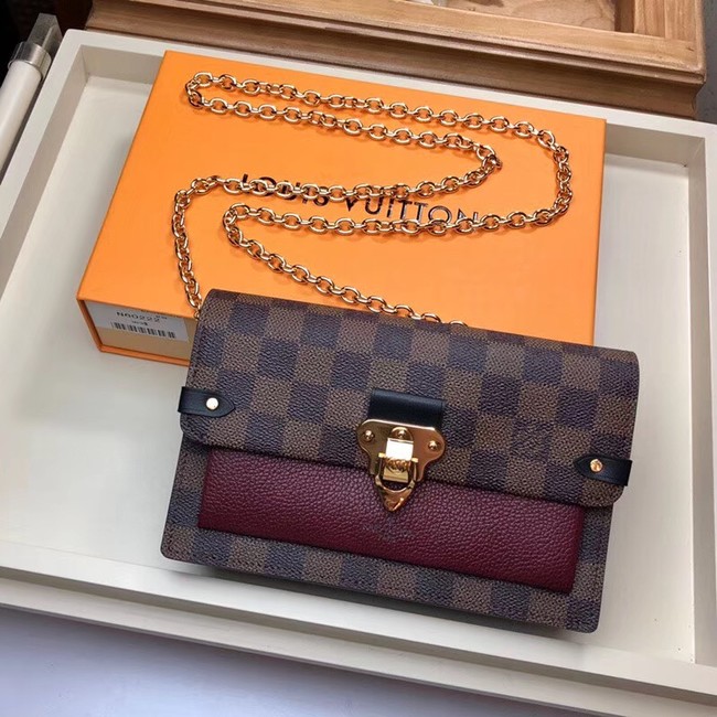 Louis Vuitton original VAVIN CHAIN WALLET N60237 Lie de Vin