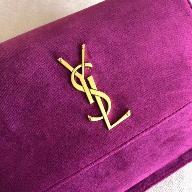 SAINT LAURENT Monogram Sunset medium velvet cross-body bag 442906 rose