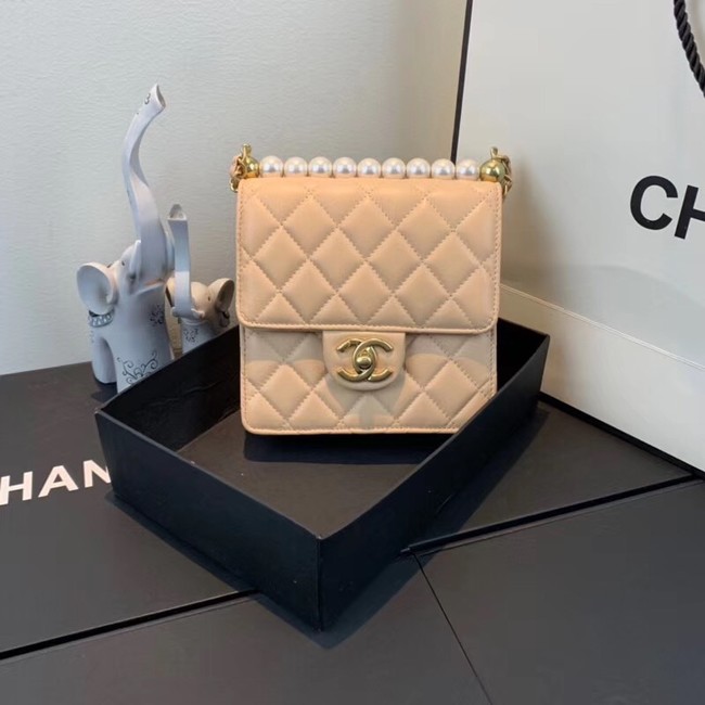 Chanel Flap Shoulder Bag Sheepskin Leather 77398 apricot