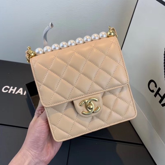 Chanel Flap Shoulder Bag Sheepskin Leather 77398 apricot