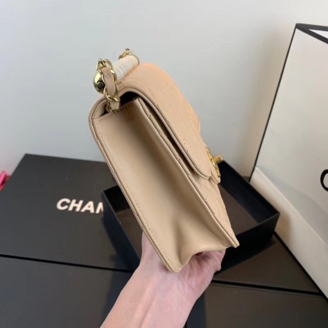 Chanel Flap Shoulder Bag Sheepskin Leather 77398 apricot