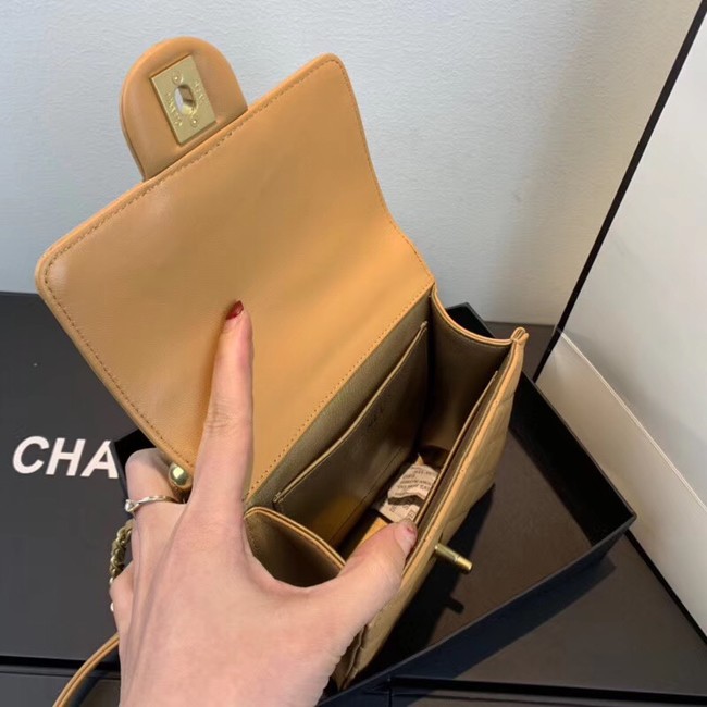Chanel Flap Shoulder Bag Sheepskin Leather 77398 light tan
