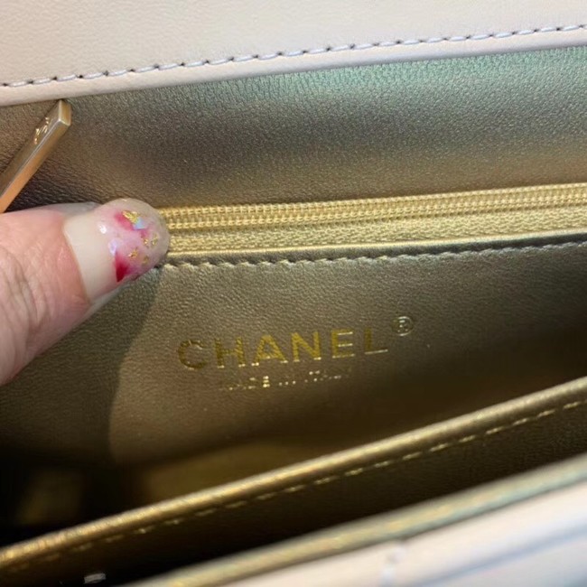 Chanel Flap Shoulder Bag Sheepskin Leather 77399 apricot