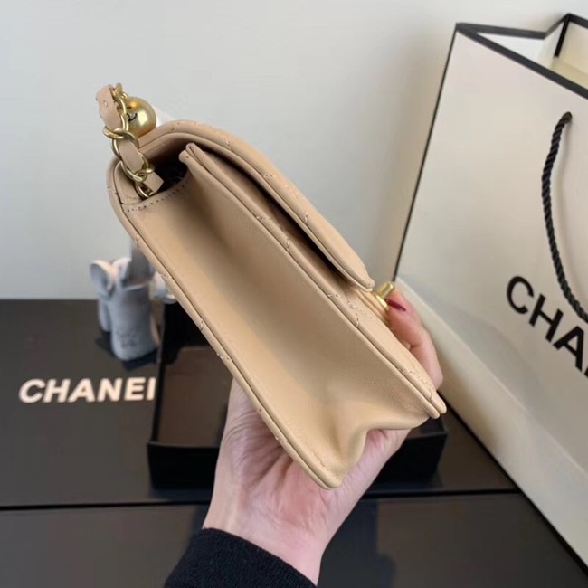 Chanel Flap Shoulder Bag Sheepskin Leather 77399 apricot