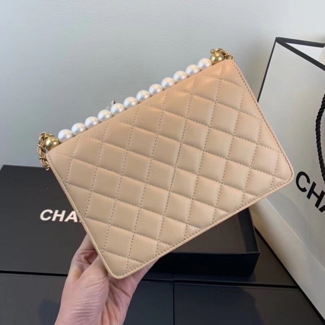 Chanel Flap Shoulder Bag Sheepskin Leather 77399 apricot