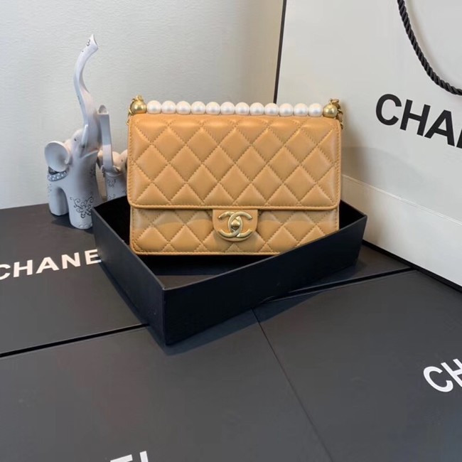 Chanel Flap Shoulder Bag Sheepskin Leather 77399 light tan