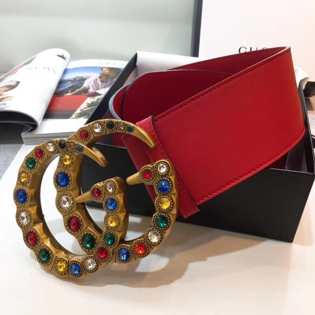 Gucci Wide leather belt with Double G 550111 red