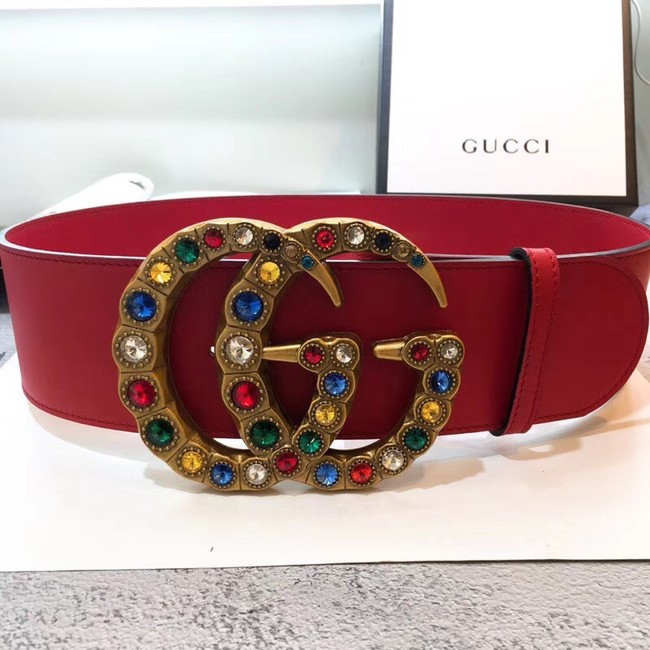 Gucci Wide leather belt with Double G 550111 red