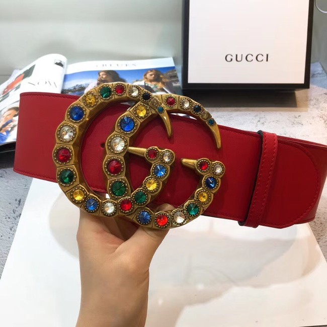 Gucci Wide leather belt with Double G 550111 red