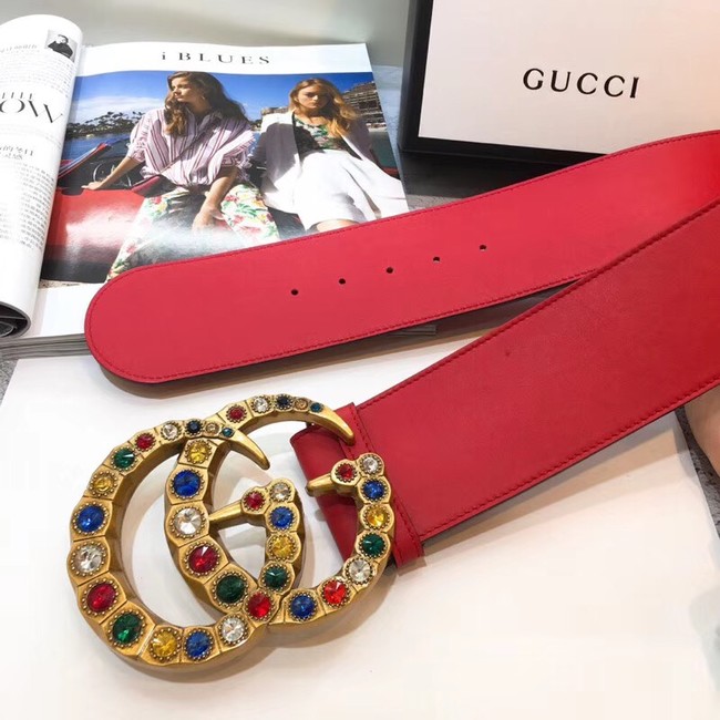 Gucci Wide leather belt with Double G 550111 red