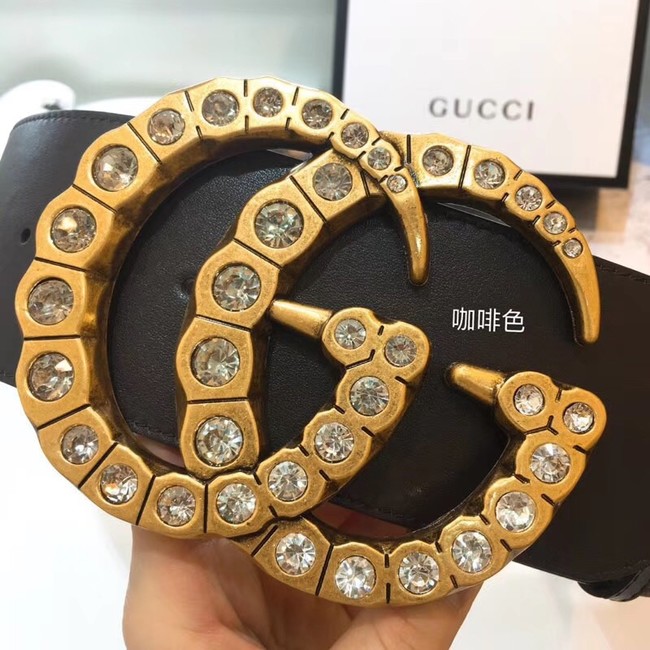 Gucci Wide leather with crystal Double G buckle 550110 Chocolates