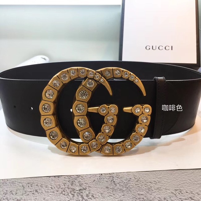 Gucci Wide leather with crystal Double G buckle 550110 Chocolates