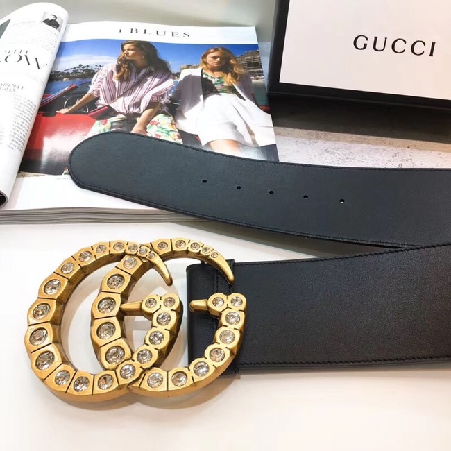 Gucci Wide leather with crystal Double G buckle 550110 black